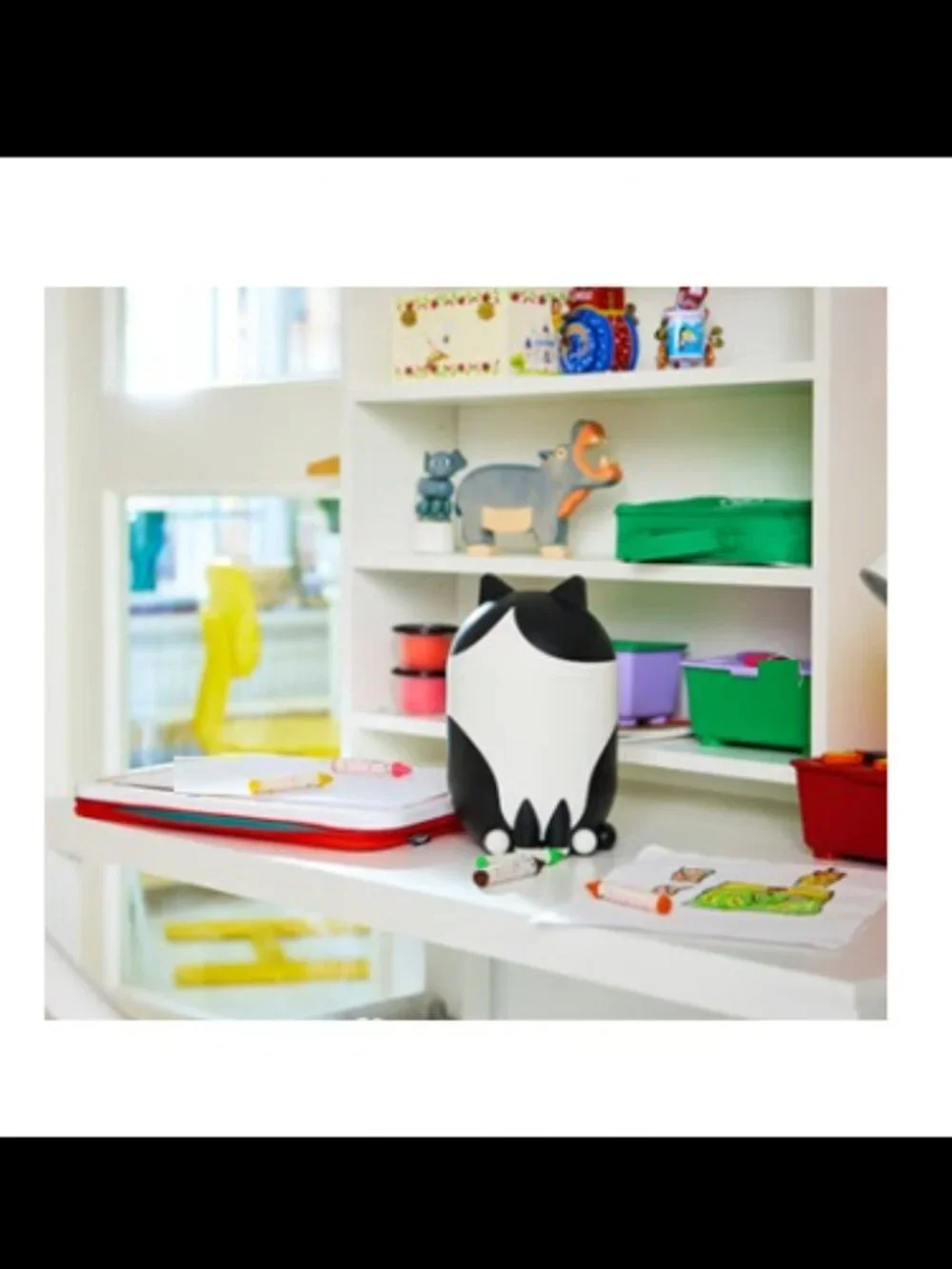 Ikea Grejsimojs Cat-Shaped Storage with Lid, Black and White Tuxedo, 506.031.78